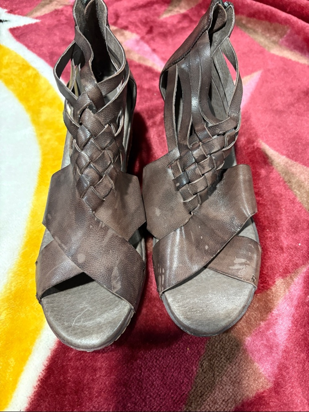 Antelope Brown Braided Leather Gladiator Sandals
